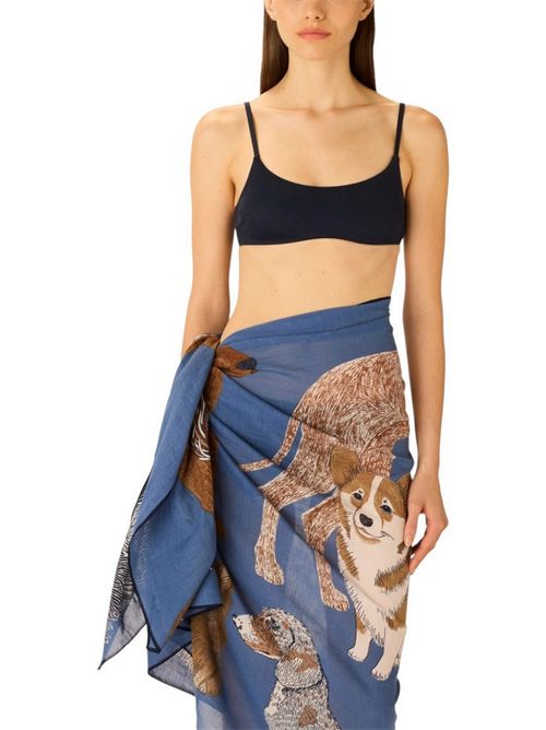 sciarpa donna 100x190 fantasia toutou blu Inoui Editions | SCARF100-TOUTOUBLUE